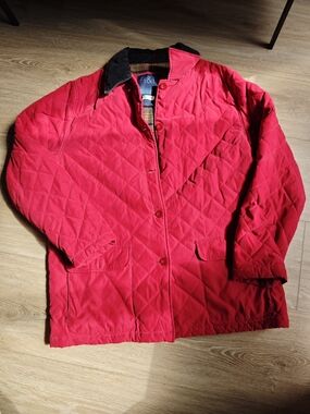 Vintage R&R Quilted Red Jacket with Black Corduroy Collar